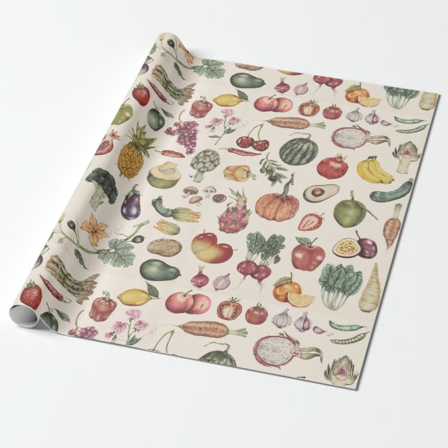 Papier Cadeau Fruits et papier Légume à envelopper (Déroulé)