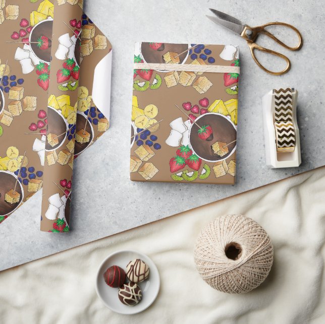 Papier Cadeau Fruits Fondue Fruit Berries Marshmallow Dessert (Artisanat)