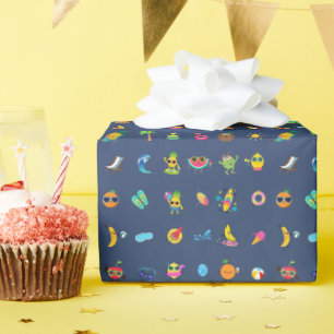 Papier Cadeau Fruits mignons colorés Piscine d'été Fête d'annive