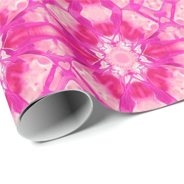 Papier Cadeau Fuchsia et Pastel Pink Tie Dye Motif (Coin rond)