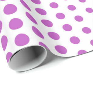 Papier Cadeau Fuchsia pois moderne blanc