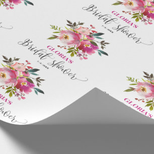 Papier Cadeau Fuchsia Rose Floral  Baby Shower Mariage 