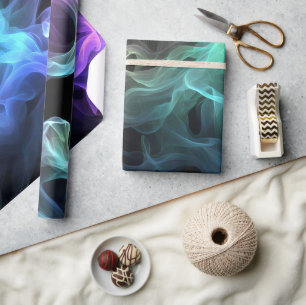 Papier Cadeau Fumée Iridescente sur noir