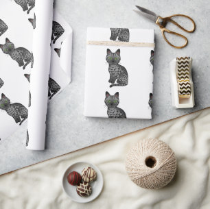 Papier Cadeau Fumer égyptien Mau Cute Cartoon Motif de chat