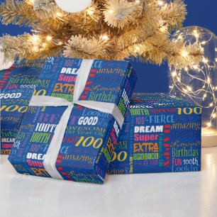 Papier Cadeau Fun 100e fête d'anniversaire Monogramme personnali