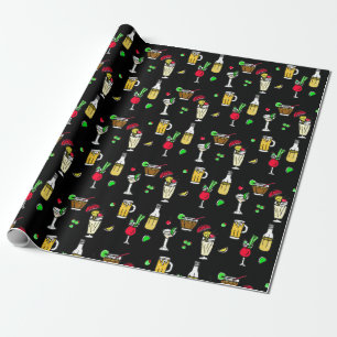 Papier Cadeau Fun Alcoholic Drinks Fête Anniversaire