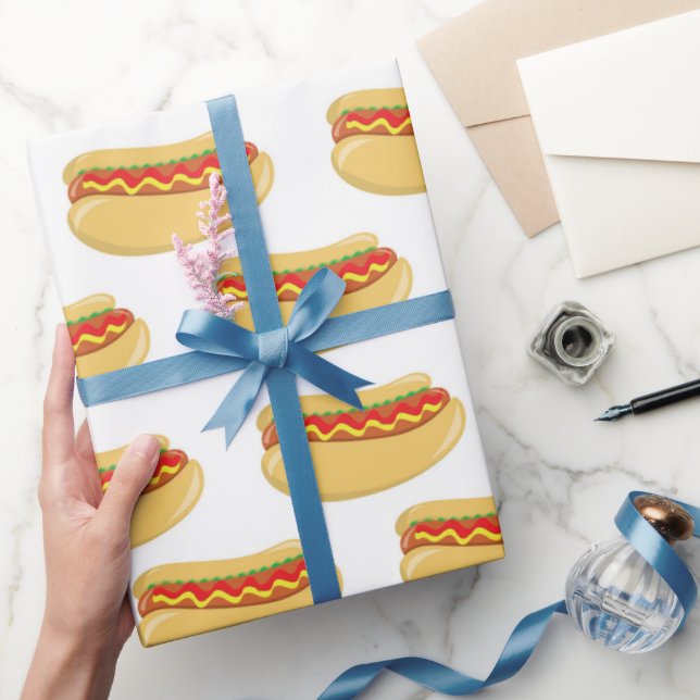 Papier Cadeau Fun BBQ Hotdog motif papier d'emballage (Cadeaux)