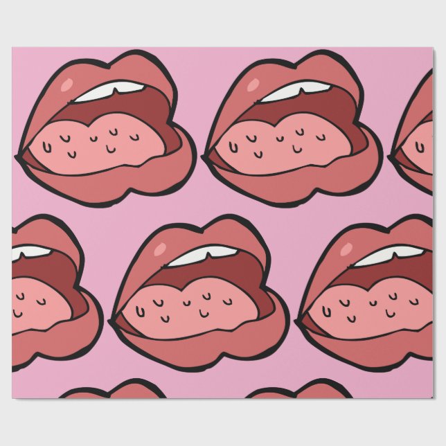 Papier Cadeau Fun Cartoon Open Mouth and Lips (Plat)