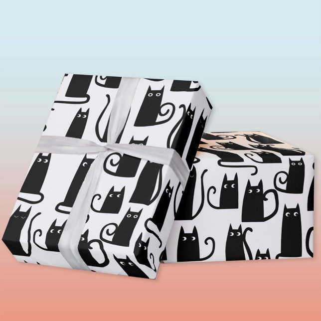 Papier Cadeau Fun Chat Noir (Black cat fun gift wrapping paper roll)