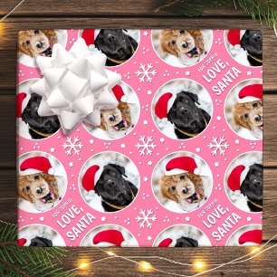 Papier Cadeau Fun Christmas Père Noël Custom Photos Nom Rose