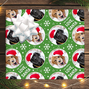 Papier Cadeau Fun Christmas Père Noël Custom Photos Nom Vert