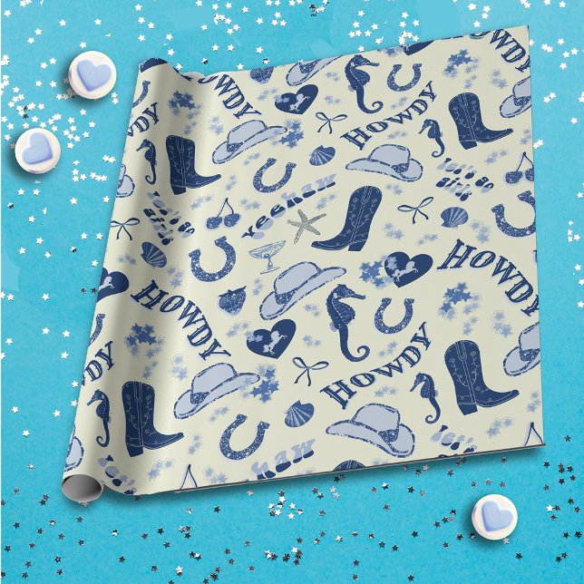 Papier Cadeau Fun Coastal Cowgirl Bach Club Motif (Créateur téléchargé)