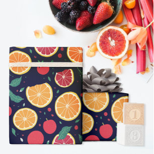 Papier Cadeau Fun Couleur Citrus Grapefruit Orange Feuille Motif