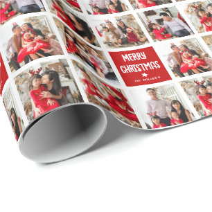 Papier Cadeau Fun Custom 8 x Grille photo Joyeux Noël