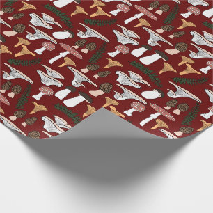 Papier Cadeau Fun Fungi Champagne Motif de fougère Cadeau