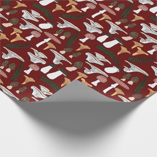 Papier Cadeau Fun Fungi Champagne Motif de fougère Cadeau (Coin)