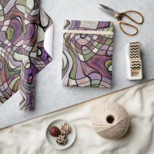 Papier Cadeau Fun Hip violet violet noir Mosaic Pop Art