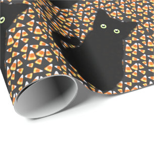 Papier Cadeau Fun mignon chat noir Candy maïs Halloween amusant