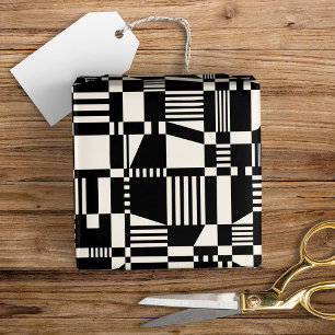 Papier Cadeau Fun Modern À damiers Black & Cream Wrapper Papier