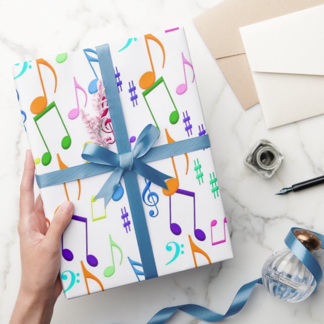 Papier Cadeau Fun Music note motif fête envelopper (Cadeaux)