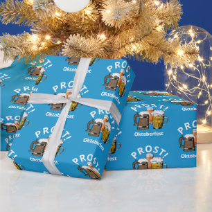 Papier Cadeau Fun OKTOBERFEST Bières PROST Bleu