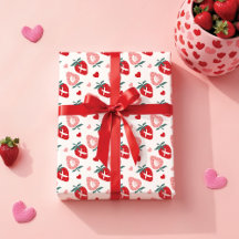 Fun Pink Strawberry XOX Valentine's Day Motif