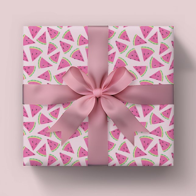 Papier Cadeau Fun Pink Tropical Summer Watermelon motif (Pink watermelon wrapping paper rolls)