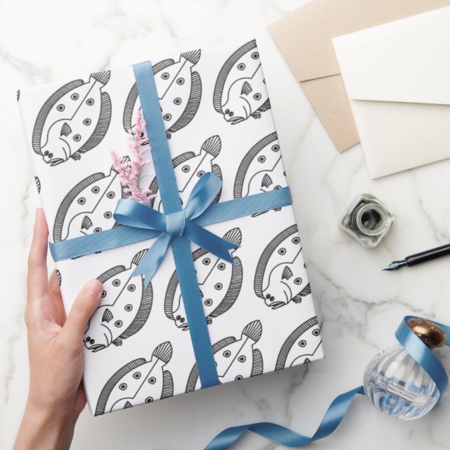 Papier Cadeau Fun poisson de fond en noir et blanc (Cadeaux)