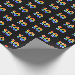 Papier Cadeau Fun Rainbow Spectrum Motif "10" Numéro d'événement
