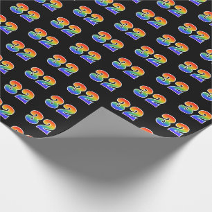 Papier Cadeau Fun Rainbow Spectrum Motif "32" Numéro d'événement
