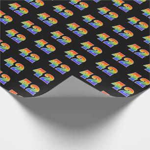 Papier Cadeau Fun Rainbow Spectrum Motif "42" Numéro d'événement
