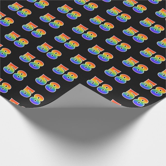 Papier Cadeau Fun Rainbow Spectrum Motif "58" Numéro d'événement (Coin)