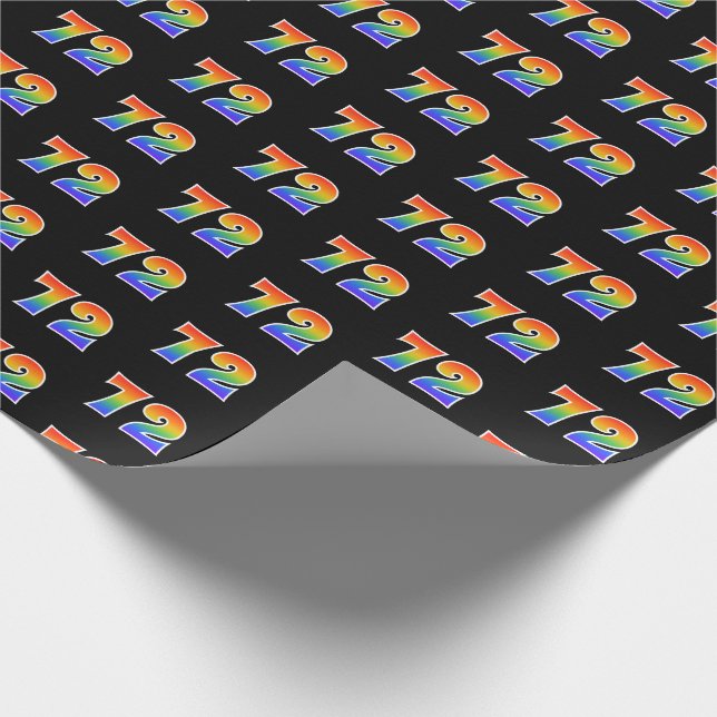 Papier Cadeau Fun Rainbow Spectrum Motif "72" Numéro d'événement (Coin)