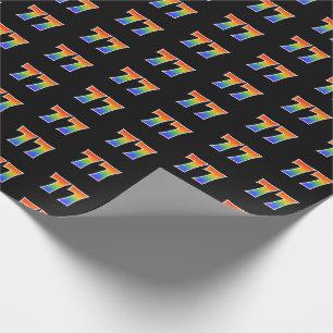 Papier Cadeau Fun Rainbow Spectrum Motif "77" Numéro d'événement