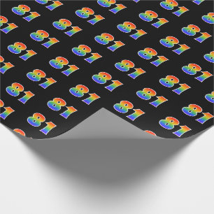 Papier Cadeau Fun Rainbow Spectrum Motif "81" Numéro d'événement