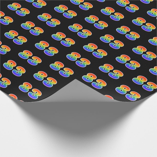 Papier Cadeau Fun Rainbow Spectrum Motif "83" Numéro d'événement (Coin)