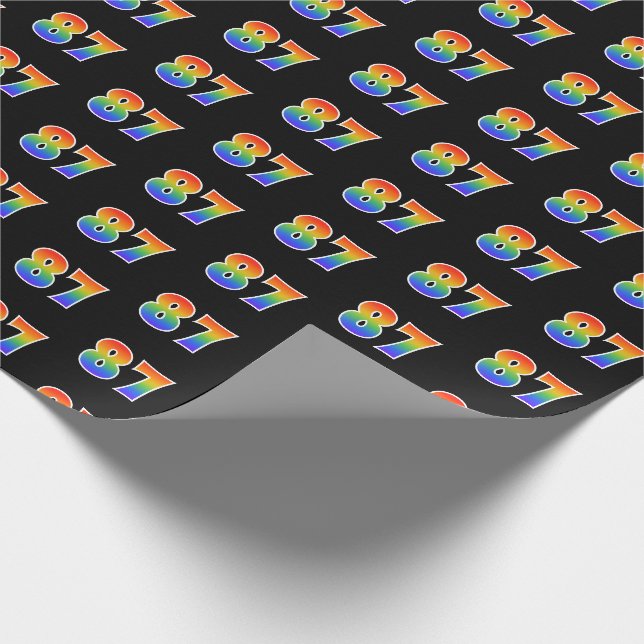 Papier Cadeau Fun Rainbow Spectrum Motif "87" Numéro d'événement (Coin)