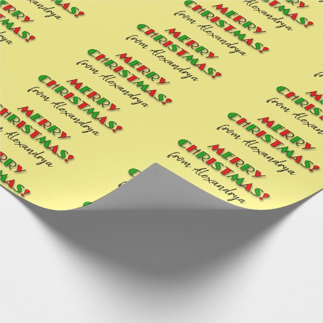 Papier Cadeau Fun Red & Green "MERRY CHRISTMAS!", Nom personnali (Coin)