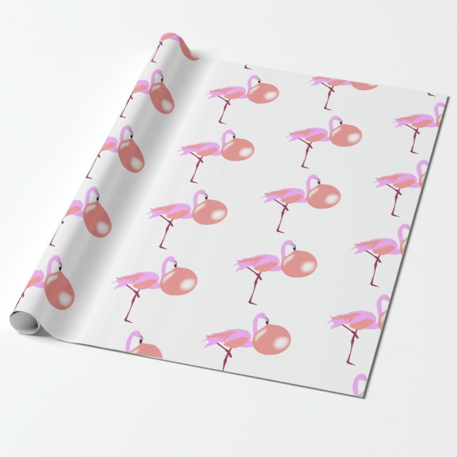 Papier Cadeau Funky Bubble Flamant rose de gomme soufflante bull (Déroulé)