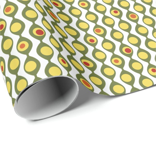 Papier Cadeau Funky Retro Perle d'Olive Personnalisé Couleurs Mo (Coin rond)