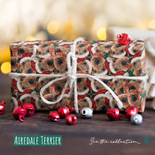 Papier Cadeau Funny Airedale Terrier Motif de Noël