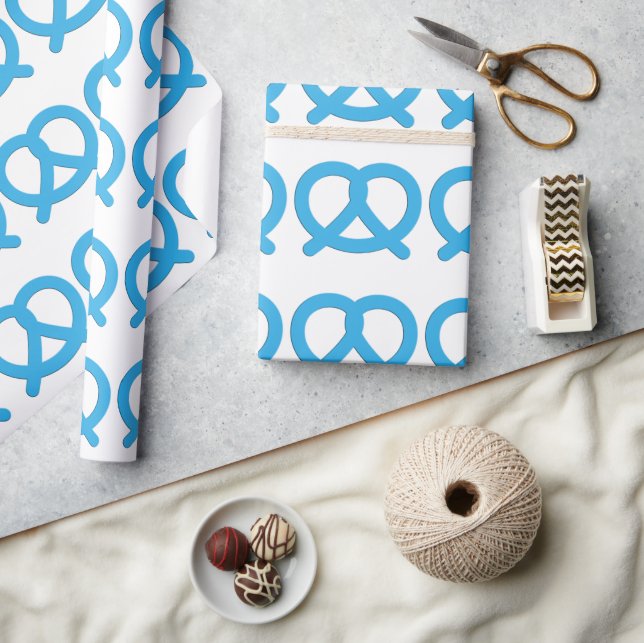 Papier Cadeau Funny Blue Pretzel Motif allemand Oktoberfest (Artisanat)