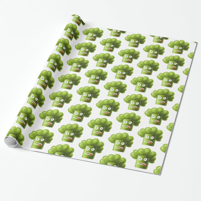 Papier Cadeau Funny Broccoli Motif végétarien (Déroulé)