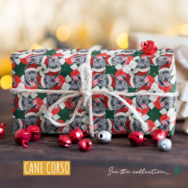 Papier Cadeau Funny Cane Corso Motif de Noël (Créateur téléchargé)