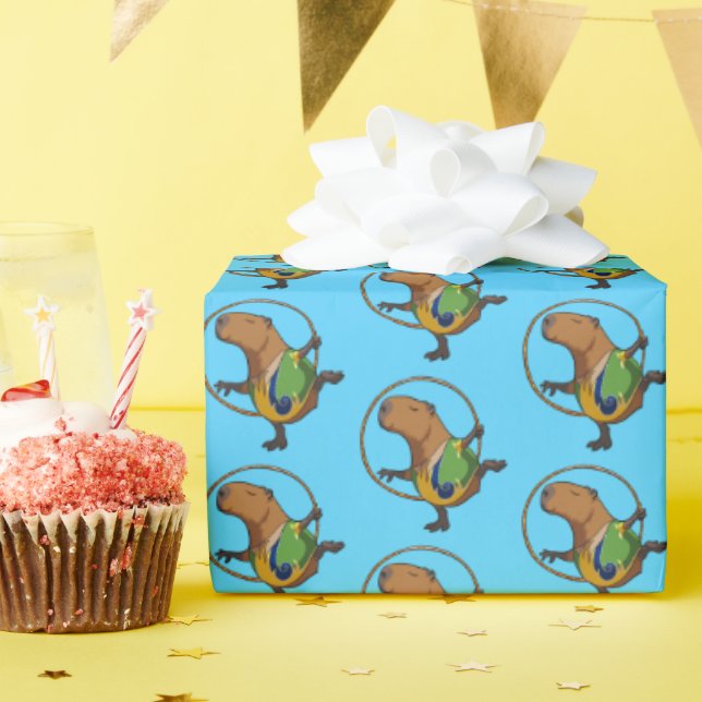 Papier Cadeau Funny Capybara Dancer Rhythmic Gymnast Cartoon (Fête d'anniversaire)