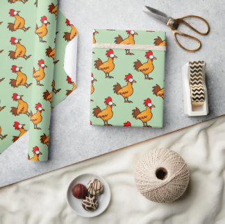 Papier Cadeau Funny Cartoon Chicken Illustration
