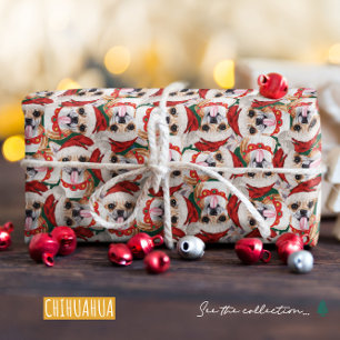 Papier Cadeau Funny Chihuahua Motif de Noël