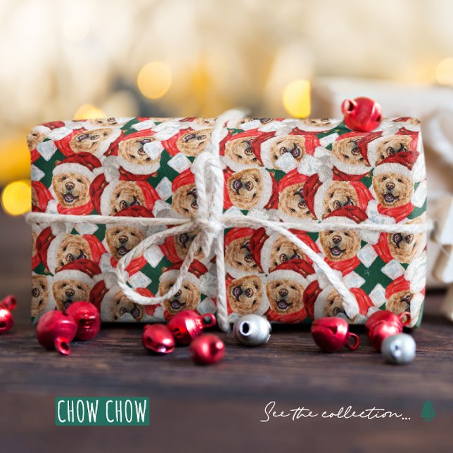 Papier Cadeau Funny Chow Chow Motif de Noël (Créateur téléchargé)