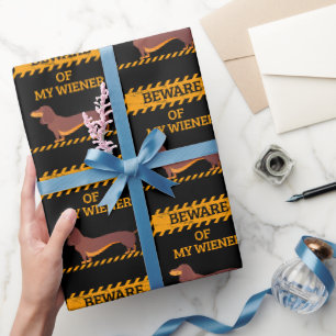 Papier Cadeau Funny Dachshund Amoureux des chiens Méfiez-vous de
