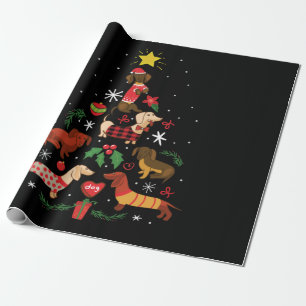 Papier Cadeau Funny Dachshund sapin de Noël